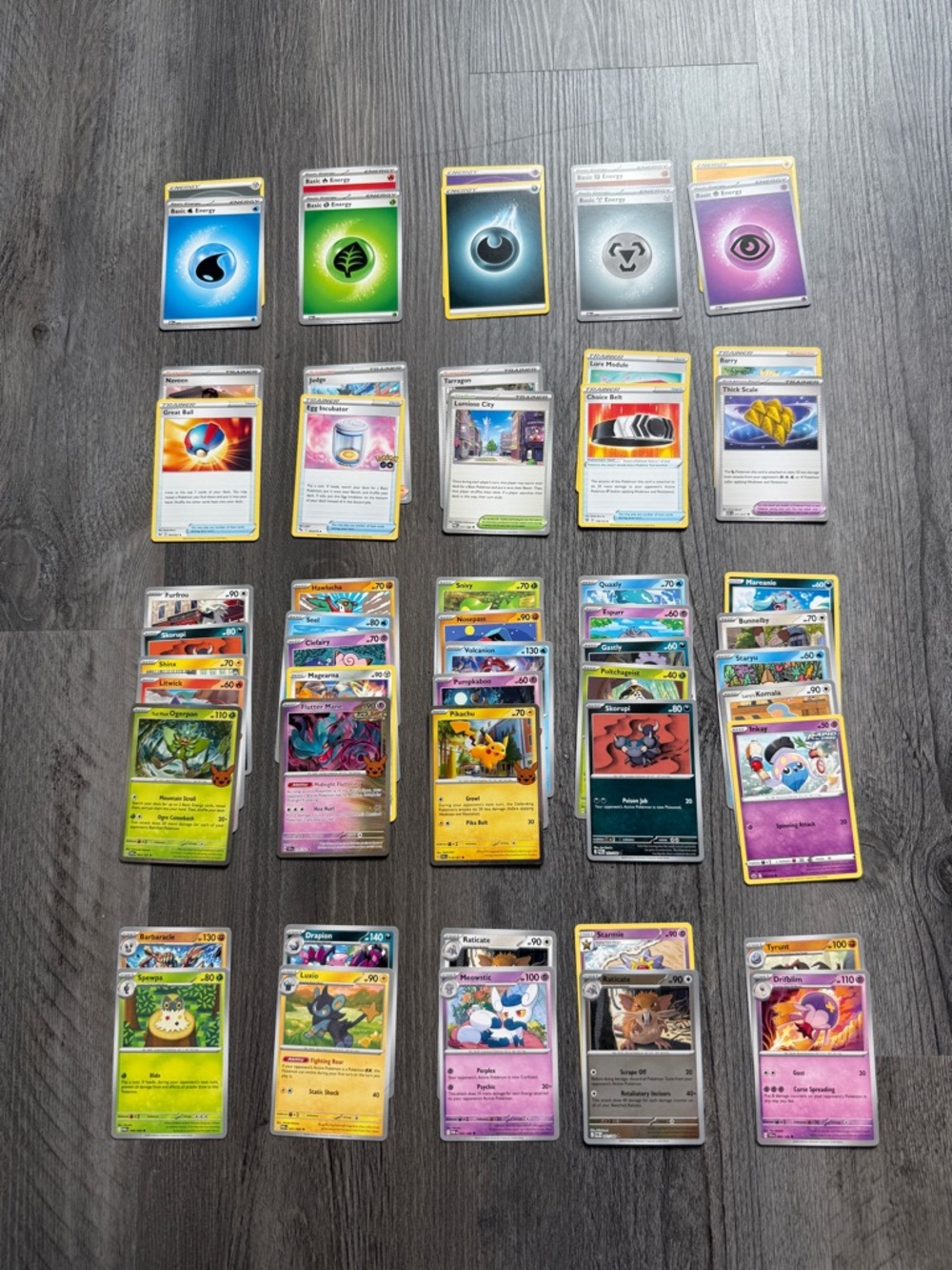 Pokémon Card Lot 55 Assorted Basic Items Trainers Energy Cards